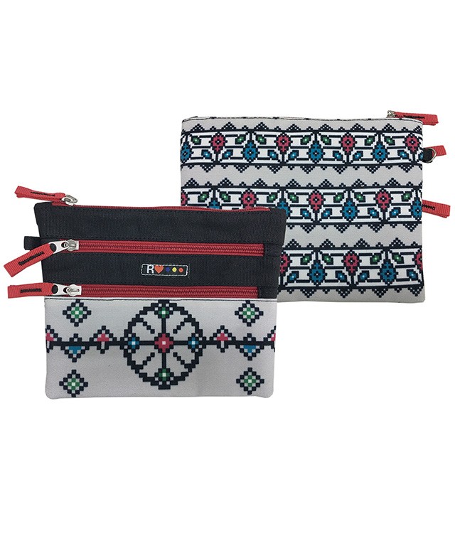 Penar textil, motive traditionale, material textil, 3 fermoare - imagine 4